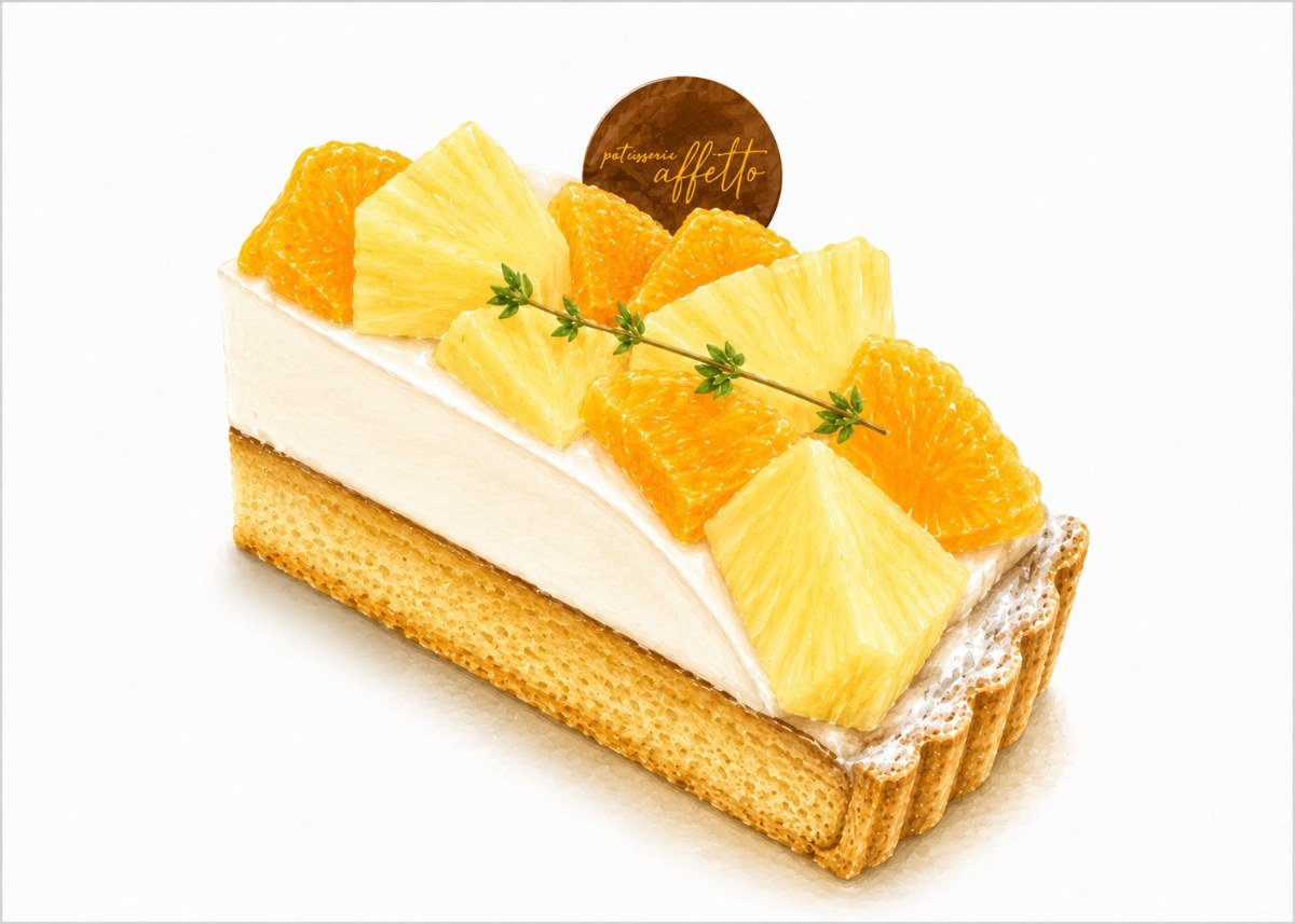 パインとオレンジのレアチーズタルト